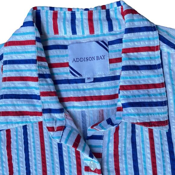 Addison Bay Naples Dress Americana Stripe Seersucker Shirt Coverup - Size XL - Picture 7 of 14